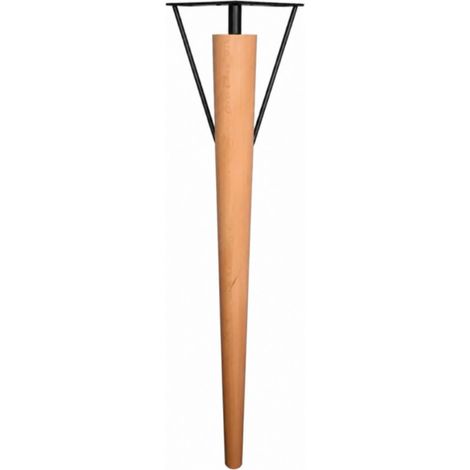 Pied droit pour table haute en bois hêtre verni et acier noir – Hauteur 748 mm – Diamètre 50 mm – Fixation par platine 4 trous – Cime