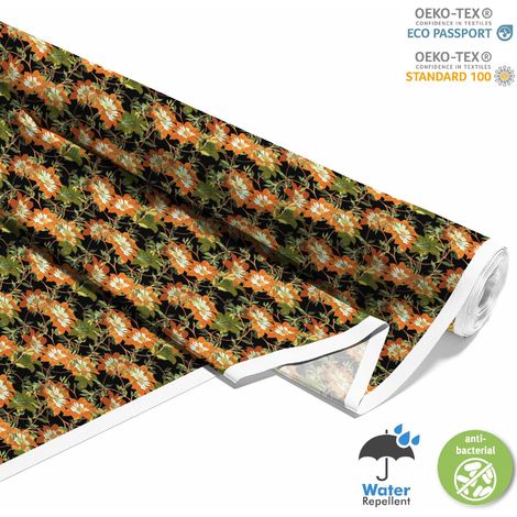 Outdoor dekostoffe oxford - Motiv Orangefarbene Blumen (1/5)