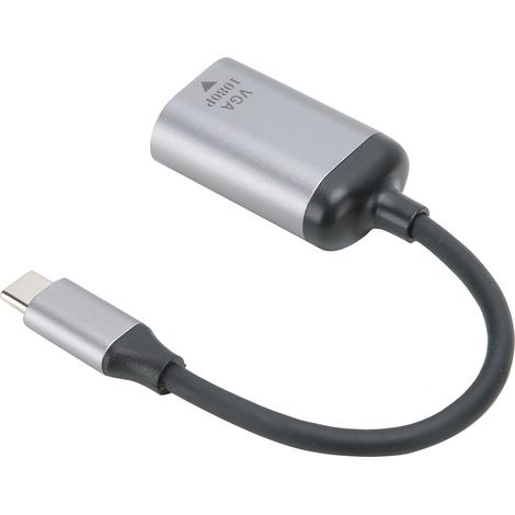 Adaptateur USB-C mâle vers VGA, câble court, connecteur en alliage d'aluminium et PVC pour Windows, Android et OS X (1/5)