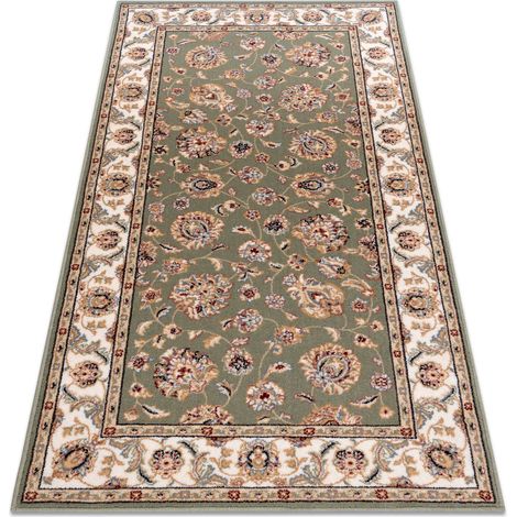Tappeto in lana NAIN Ornamento, telaio 7338/51088 verde / beige beige 200x300 cm