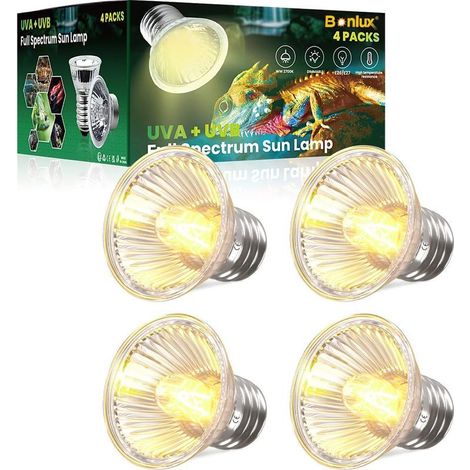 LAOA E27 50W Wärmelampe für Schildkröten und Haustiere, 220-240V UVA + UVB, E27 Reptilien-Aquarienlampe, Lampen für Haustierhabitate (4 Stück) (1/5)