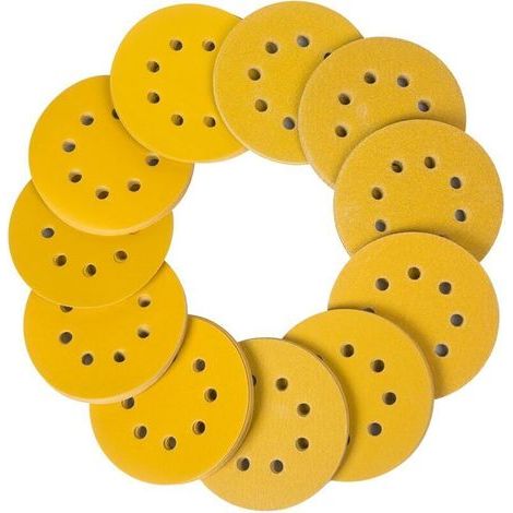 Pack of 100 abrasive discs Ø 125 mm grit with 8 round holes, hook and loop for 5-inch random orbital sander (P320).