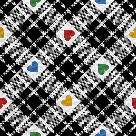 Tela decorativa para exteriores tipo oxford - diseño a cuadros con corazón colorido (1/5)