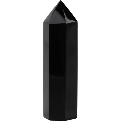 Bâton de guérison en obsidienne noire naturelle, pointu et hexagonal (1/5)