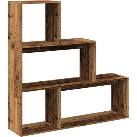Librería divisora 3 niveles madera envejecida 123x29x123 cm vidaXL