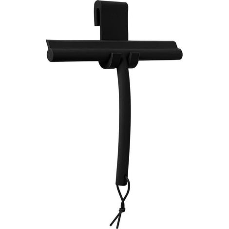 Grattoir de douche avec support, grattoir en silicone pour douche, salle de bain, grattoir à vitres, grattoir à pare-brise, noir, (2 pièces) (1/2)
