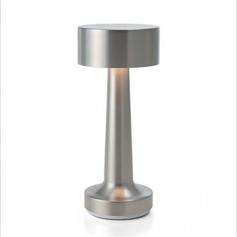 Lampe de table vintage rechargeable - Intensité variable sans fil - Écran tactile - Veilleuse - 22 cm - Argent (1/5)