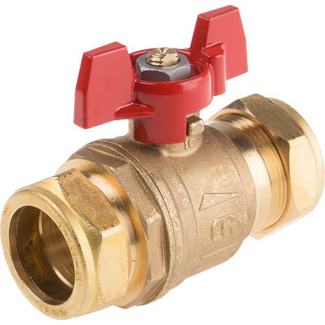 Robinet à boisseau sphérique haute pression, 28mm en Laiton BSPP 28 mm Poignée Blanc 2 voies ( Prix pour 1 )