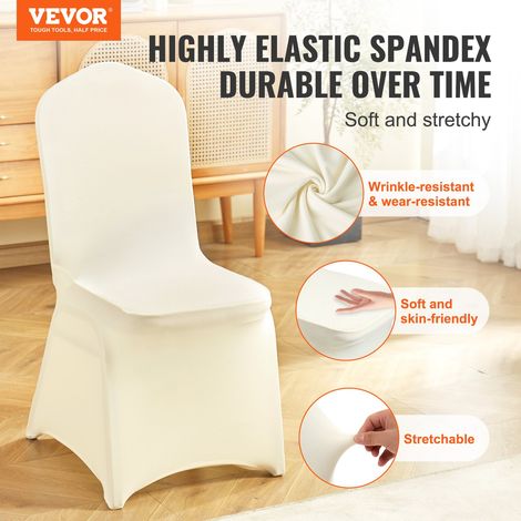 Housses de chaise pliantes en élasthanne extensible, 50 pcs, housses de protection universelle, amovibles et lavables, pour mariage, vacances, banquet, célébration, salle à manger, blanc ivoire (1/5)