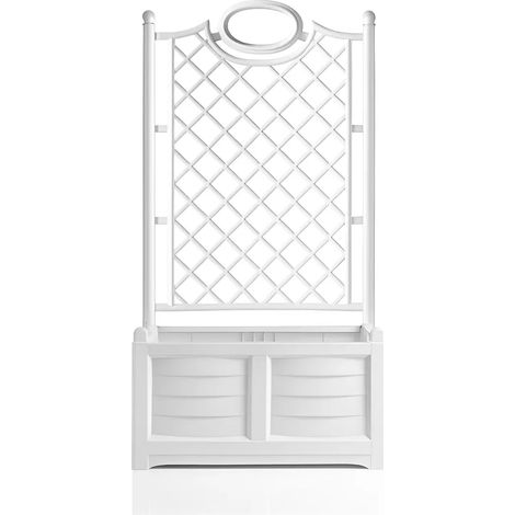 Fioriera Separé Bianco Griglia Effetto Legno 80x42,5 cm da Esterno (1/2)