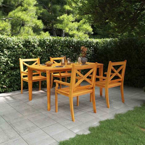 Ensemble à manger de jardin 5 pcs-Salon de jardin Bois d'acacia solide 827241 (1/5)