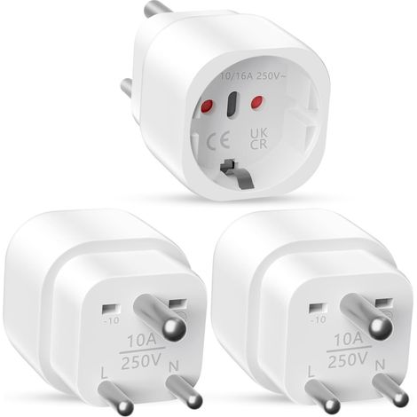 3 Pièces Adaptateur Prise Inde, Adaptateur Voyage Accessoires, EU vers Prise de Type D, Adaptateur de Voyage pour Inde, Népal, Sri Lanka, Mozambique (1/5)