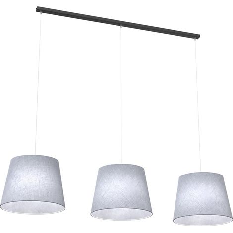 Lampadario A 4 Luci Epoca Con Paralumi In Tessuto Grigio