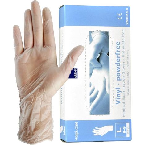 Guantes de vinilo sin polvo Abena, talla L, 100 unidades.