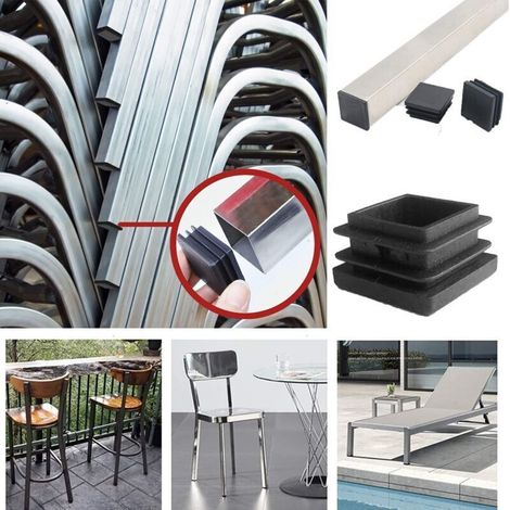 Lot de 32 bouchons à lamelles pour tubes carrés 40 x 40 mm, carrés en plastique noir, bouchons carrés pour produits métalliques/chaises/canapés/tables (1/3)