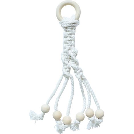 Présentoir à bananes fait main en corde de coton avec perles en bois, pour la cuisine (1/4)