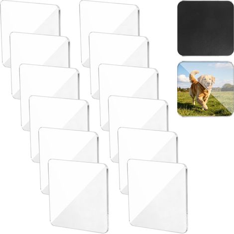 12pcs Aimant Frigo DIY Acrylique, 5x5cm Ensemble d'Aimants Carrés en Acrylique pour Réfrigérateur avec Photo Personnalisée Idéal pour Maison Salle de Classe Bureau ou Placards (1/5)