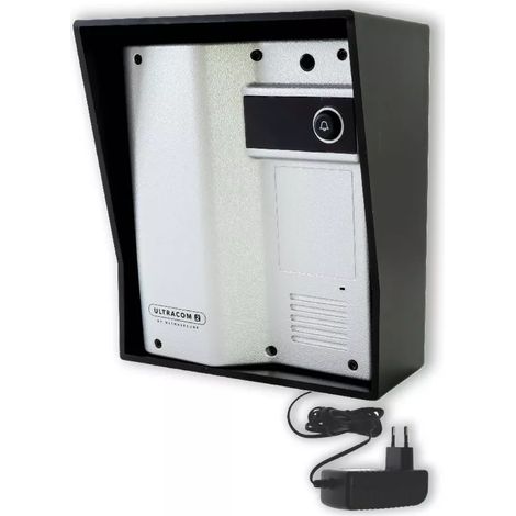 Platine de rue 600 mètres individuelle sans-fil - UltraCOM2 ARGENTÉ 600-SOLO avec visière Noire + transformateur 12V (1/5)