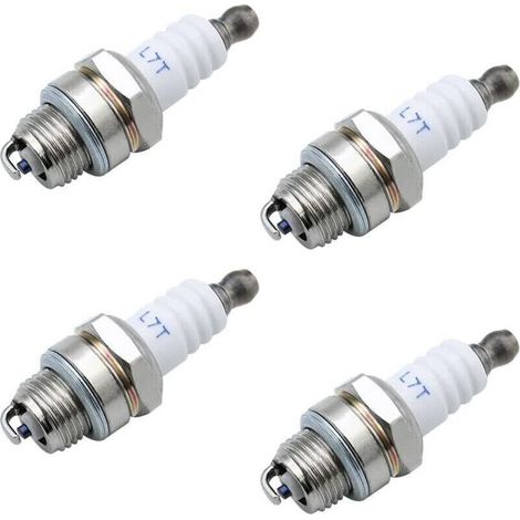 Bougies d’allumage universelles L7T pour moteurs 2 temps – Lot de 4, compatibles tondeuses, tronçonneuses et outils motorisés (1/4)