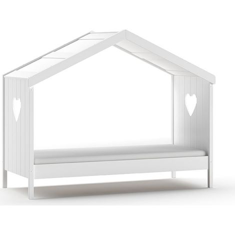 Lit cabane ouvert 90x200 sommier inclus Vipack Amori Blanc (1/5)
