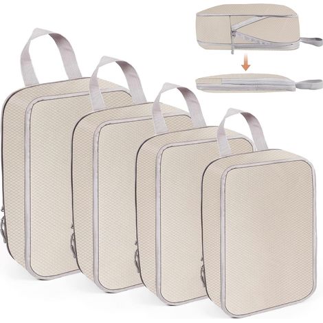 Ensemble de 4 organisateurs de bagages noirs pour ranger vêtements, chaussures et accessoires en voyage.-AquaForge (1/5)