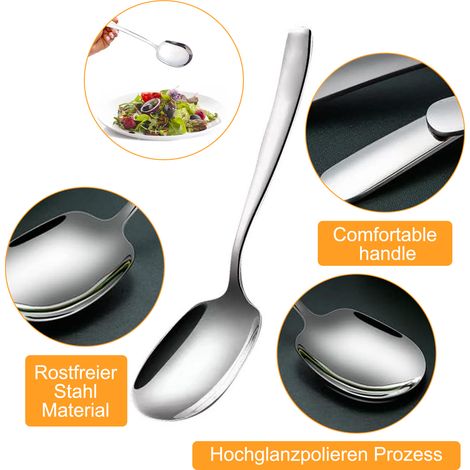 Lot de 2 cuillères à salade à compartiments séparés - Acier inoxydable 304