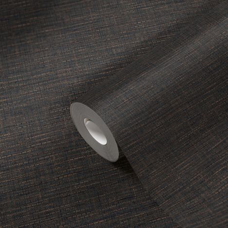 Papier peint intissé noir et marron Tapisserie tendance effet tressage Papier peint éthnique idéal pour chambre et salon (1/5)