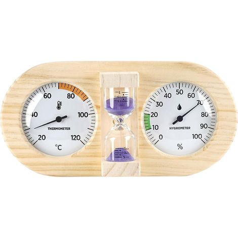 Sauna Thermometer und Hygrometer mit 15 Minuten Sanduhr