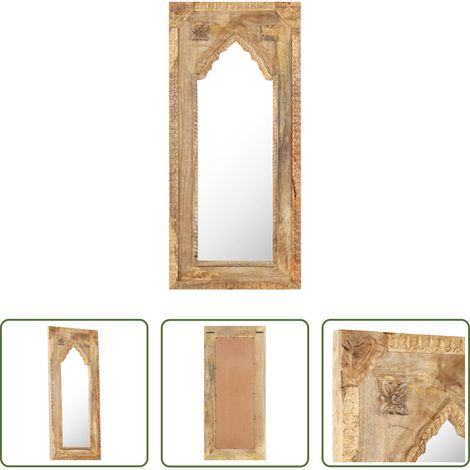Miroir de salle de bain - Miroir 50x3x110 cm Bois de manguier massif (1/5)