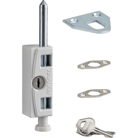 Verrou de fenêtre coulissante blanc laqué – Verrouillage rapide en applique – 2 clés fournies – Adaptable sur baies vitrées (1/2)