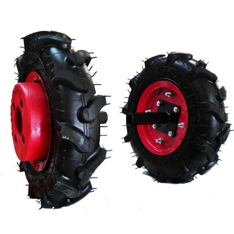Jeu de roues avec pneus agraires et masses pour motoculteur ELECTROPOWER
