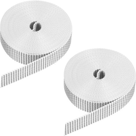 2 Pcs 6M Sangle pour Volet Roulant 23 mm pour Enrouleur de Volet Roulant à Visser Enrouleur de Sangle en Saillie, Portes Fenêtres Store Remplacement Kit de Réparation, Noir/Blanc (1/5)