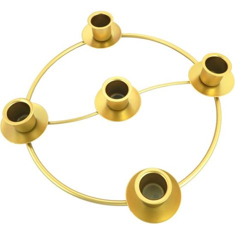 Porte-bougie couronne de l'Avent - Anneaux pour bougies coniques - Décoration pour la maison, les fêtes et l'église - 1 pièce (doré) (1/5)
