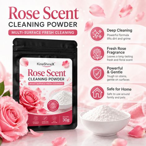KineShineX Reinigungspulver mit Rosenduft, 30 g, Mehrzweck-Fleckenentferner für Küche, Bad, Spüle und Fliesen (1/5)