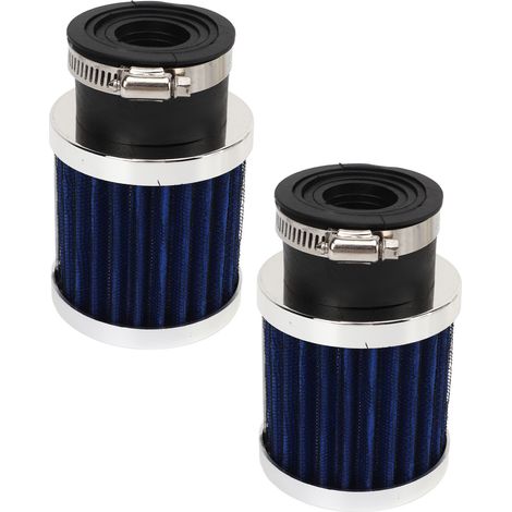 Deux filtres à air coniques à clipser pour moto, à haut débit, pour la protection du moteur, adaptés aux buses de carburateur de 28 mm à 48 mm, bleus. (1/5)