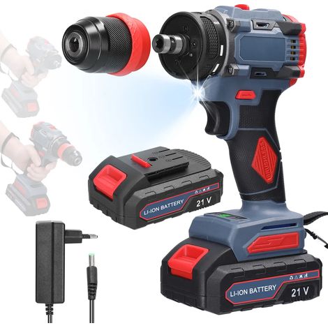 Perceuse-visseuse sans fil 2 en 1, tournevis électrique, couple de 55 Nm, moteur sans balais, réglage d'angle, éclairage LED, tournevis sans fil