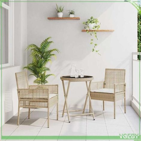 Ensemble bistro de jardin - 3334966 - Poly rotin - Beige - Résistant aux intempéries (1/5)