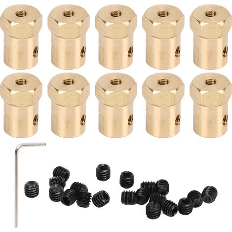 Accouplement flexible en laiton 6mm pour arbres moteurs RC, joints de transmission pour voitures et pneus, lot de 10 pièces (1/5)