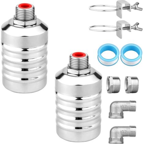 Floating Valve 1/2 Inch or 3/4 Inch Set of 2 Stainless Steel Float Valve for Automatic Water Level Control for Water Tanks, Fish Ponds, Pools, Livestock Troughs, Distillers (1/5)