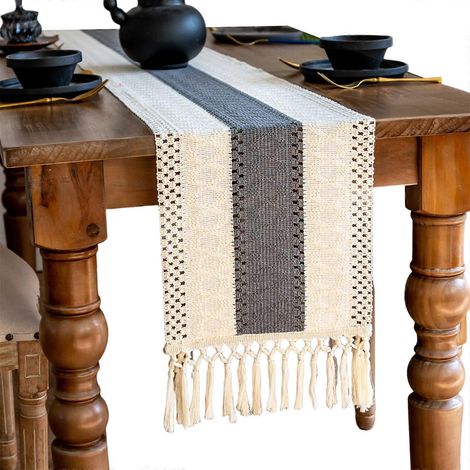 Chemin de table en polyester résistant, gris, 30 x 160 cm, idéal pour les décorations de Noël et les fêtes. (1/5)