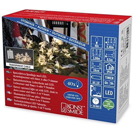 Konstsmide, Catena luminosa decorativa a LED con sensore di luminosità e timer da 6/9 h (1/3)