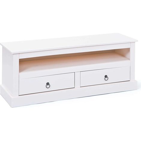 Meuble TV Console TV Commode TV Pin massif blanc laqué Provence 3 (1/5)