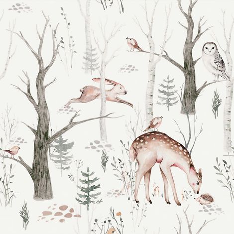 Papier peint panoramique Enfants - Animaux de la Forêt - 325 cm x 325 cm (1/2)