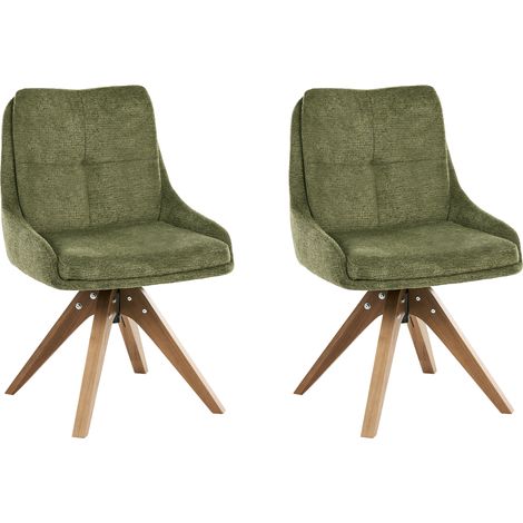 Conjunto de 2 sillas de comedor base giratoria sin reposabrazos patas de madera verde Dorris (1/5)