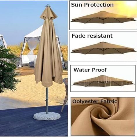 Housse de Rechange pour Parasol, 8 Baleines, 3 m, imperméable, Anti-UV, Tissu de Rechange, Rouge (1/3)