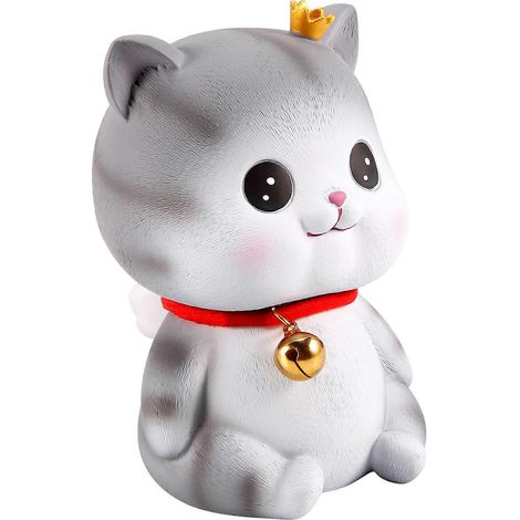 Tirelire décorative en forme de chat mignon, tirelire décorative pour la maison, tirelire en forme de cochon, aide à prendre de bonnes habitudes financières, yeux ouverts (1/5)
