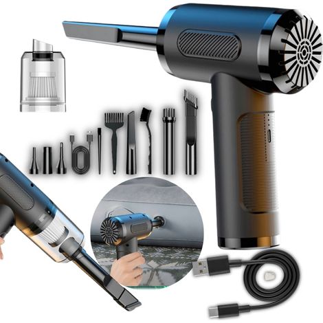 POTENTE ASPIRADORA DE MANO INALÁMBRICA DE 120 W PARA COCHE Y HOGAR CON BATERÍA