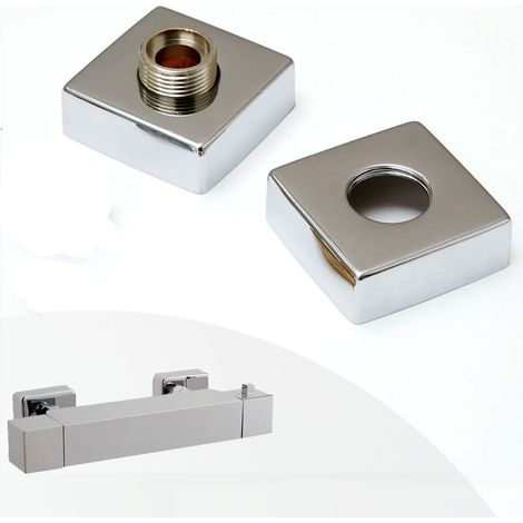Square Metal Bathroom Bar Shower Fitting Kit S-union Reducer Concealing Plates