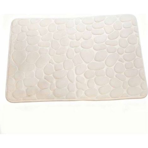 Tapis De Bain - Polaire Corail Motif Galets - Antidérapant Absorbant Séchage Rapide - Lavable En Machine - 1 Pièce (1/3)