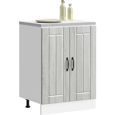 Meuble de Salle de Bain avec Pieds, Couleur Gris Sonoma, Panneau de Bois Ingénierie, Design Moderne Lucca (1/5)